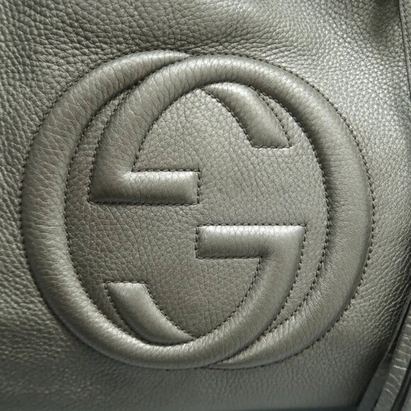 100% Authentic GUCCI Soho Grey Leather Shoulder Bag 533-11424 - Picture 8 of 12
